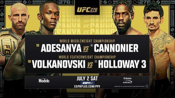 Watch UFC 276: Adesanya vs. Cannonier + Volkanovski vs. Holloway 3 7/2/2022 Full Show Online Free