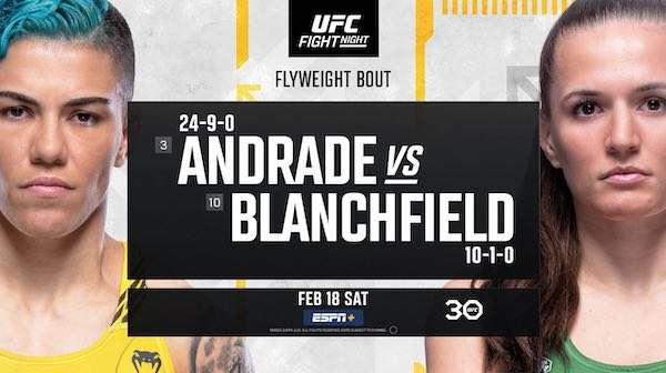 Watch UFC Fight Night Vegas 69: Andrade vs. Blanchfield 2/18/23 Full Show Online Free